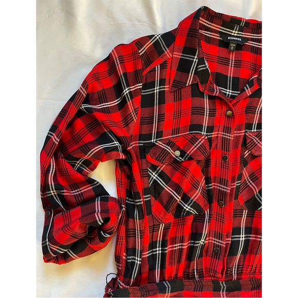 Express Plaid Flannel Belted Dress - Picture 10 of 11